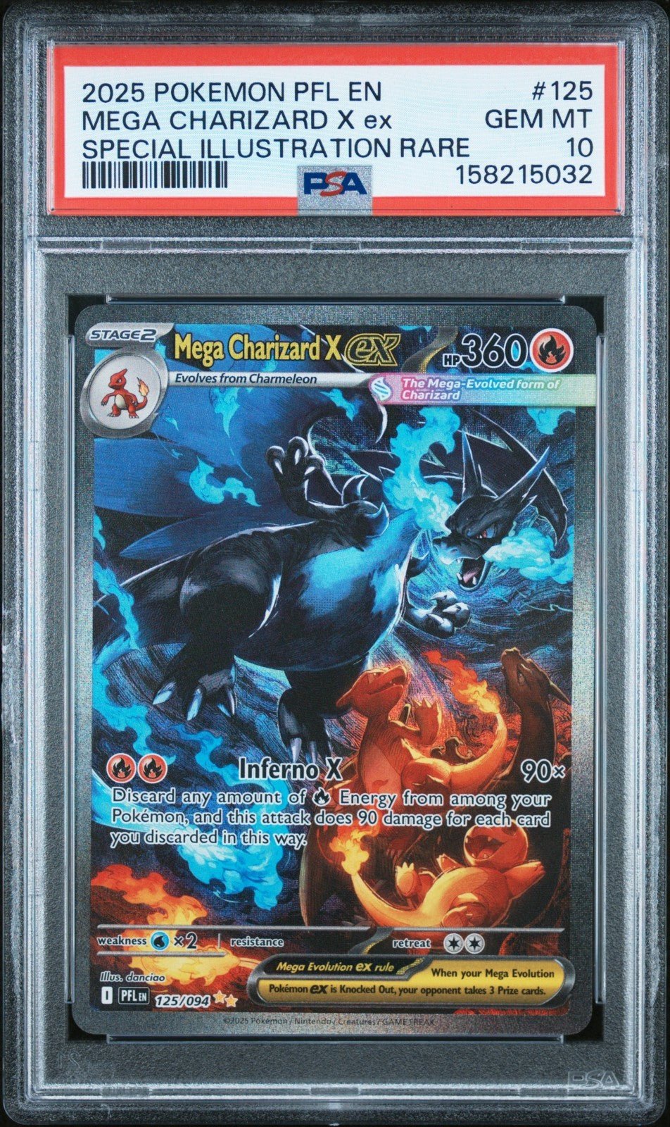 Mega Charizard X ex 125/094 Me02: Phantasmal Flames Holo PSA 10