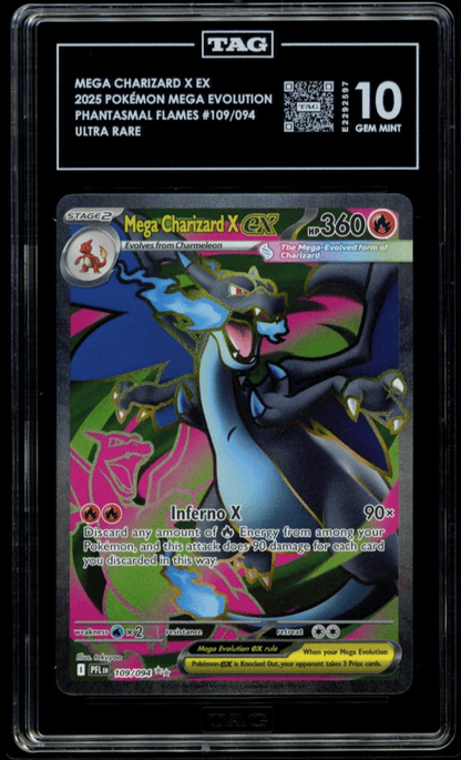 Mega Charizard X EX Phantasmal Flames 109/094 Ultra Rare TAG 10