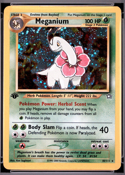 Meganium - Pokemon 2000 Neo Genesis 10/111 1st Edition Holo PSA 8