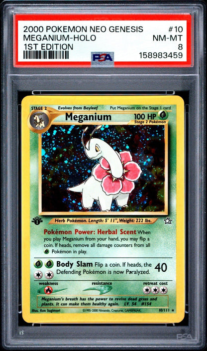 Meganium - Pokemon 2000 Neo Genesis 10/111 1st Edition Holo PSA 8