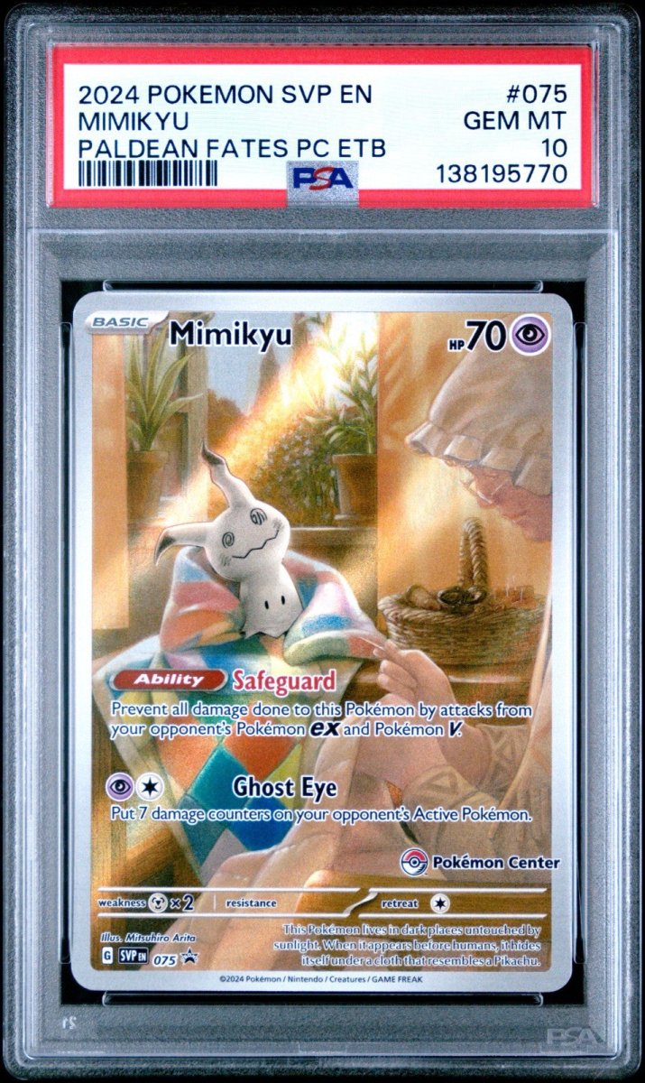 Mimikyu Paldean Fates Pokemon Center ETB Promo PSA 10