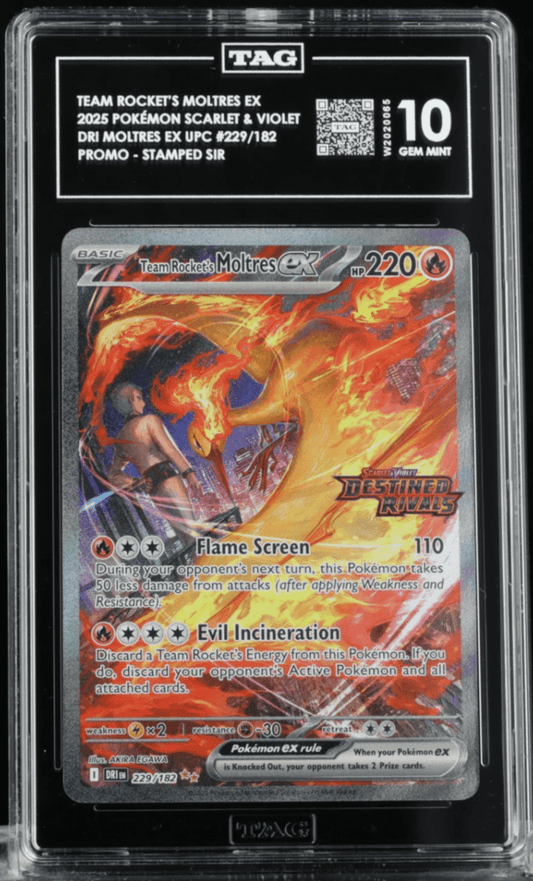 Moltres EX 229/182 (SIR) STAMPED TEAM ROCKET TAG 10 GEM MINT