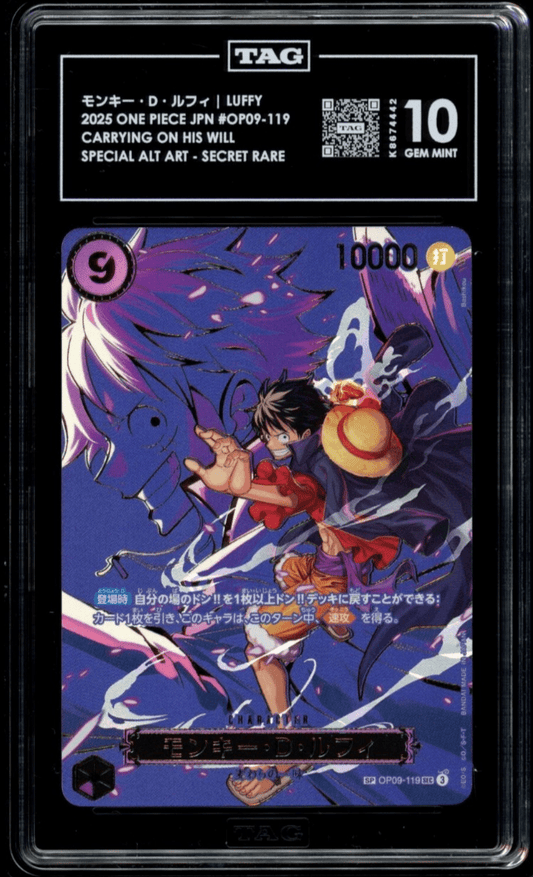 Monkey D. Luffy OP09-119 SEC Carrying On His Will One Piece Card Jpn TAG 10
