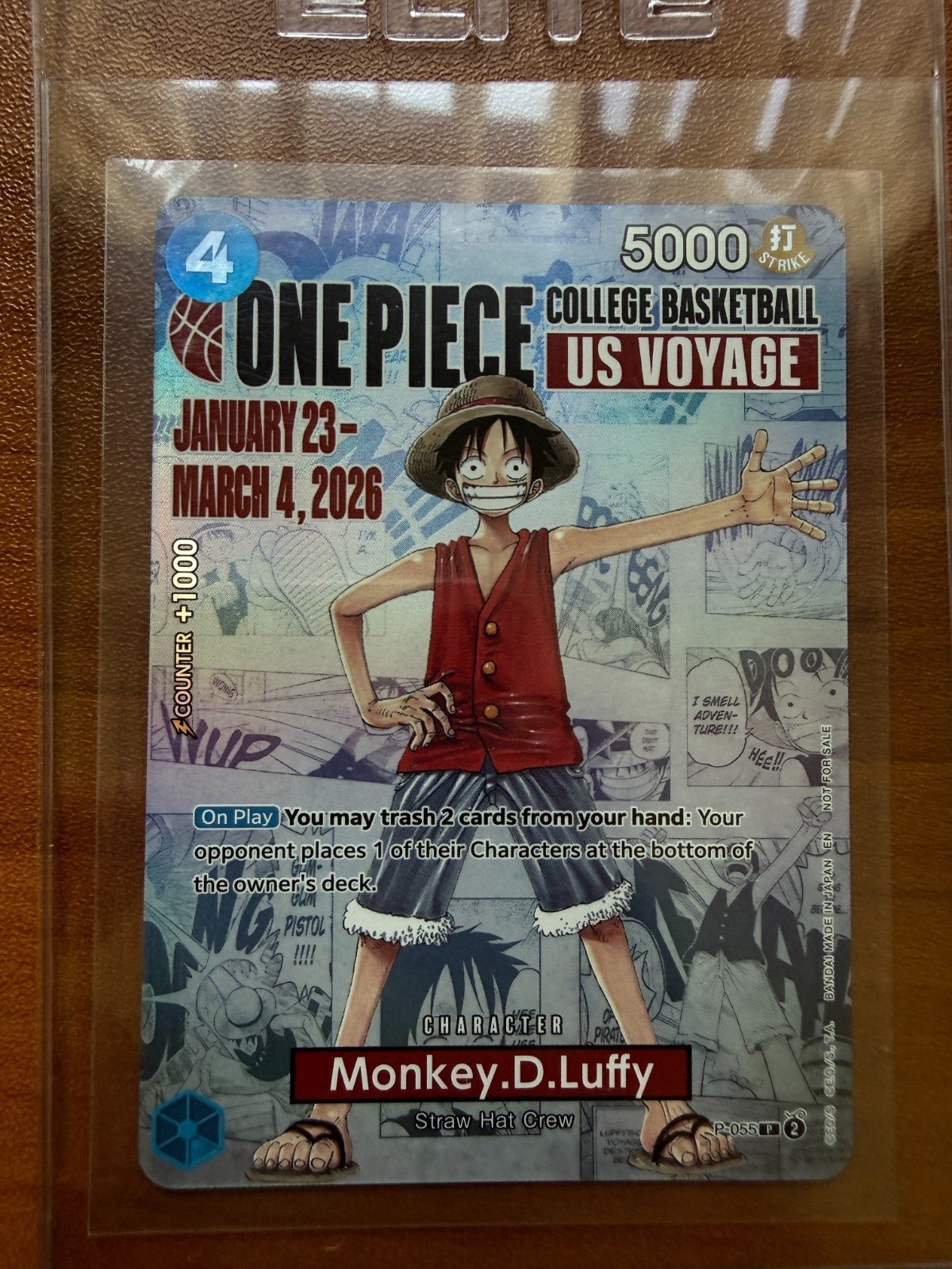 Monkey D. Luffy P-055 One Piece College Basketball US Voyage Promo Card NM