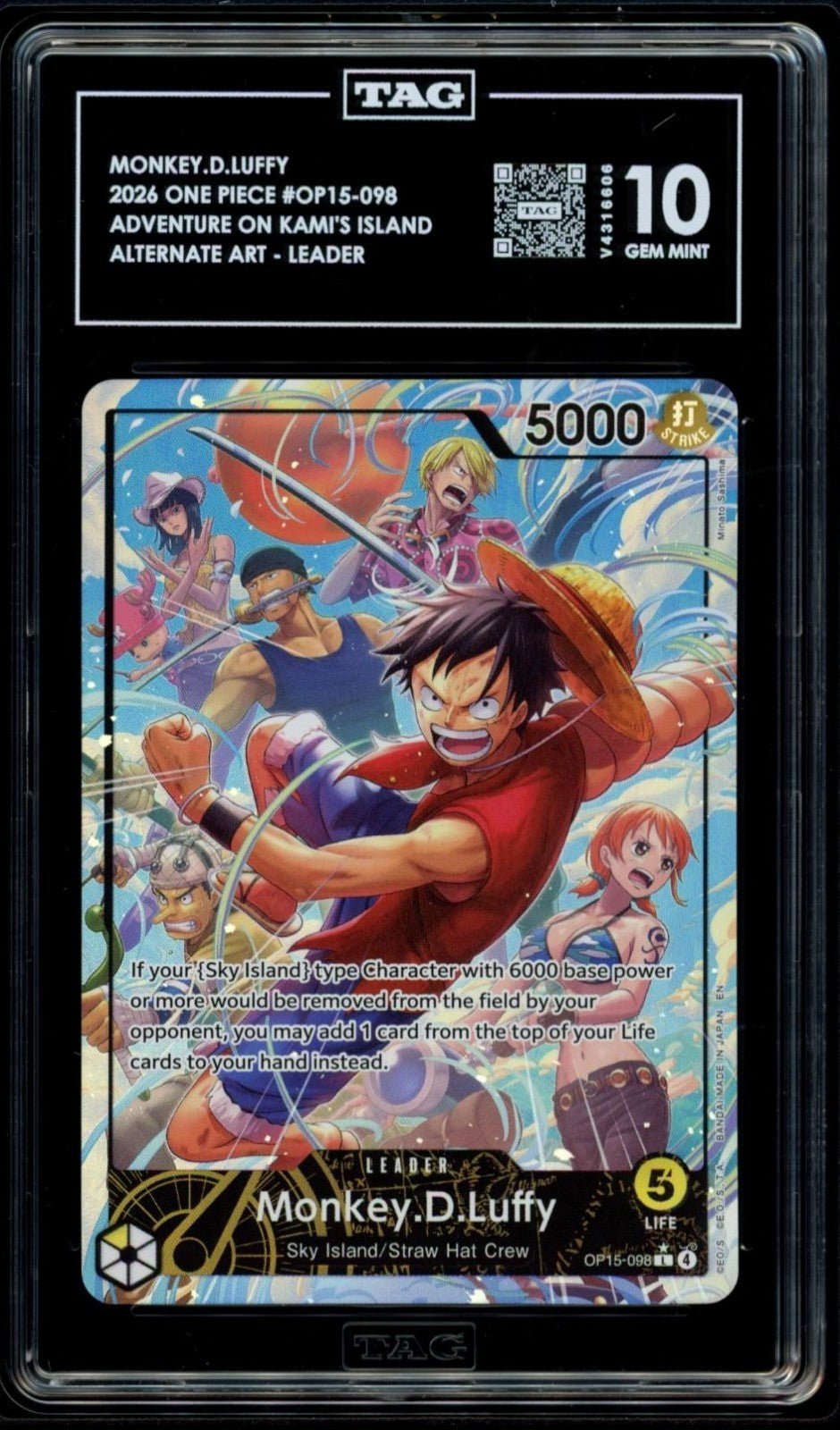 Monkey.D.Luffy Adventure on Kami's Island OP15-098 Alternate Art Leader TAG 10