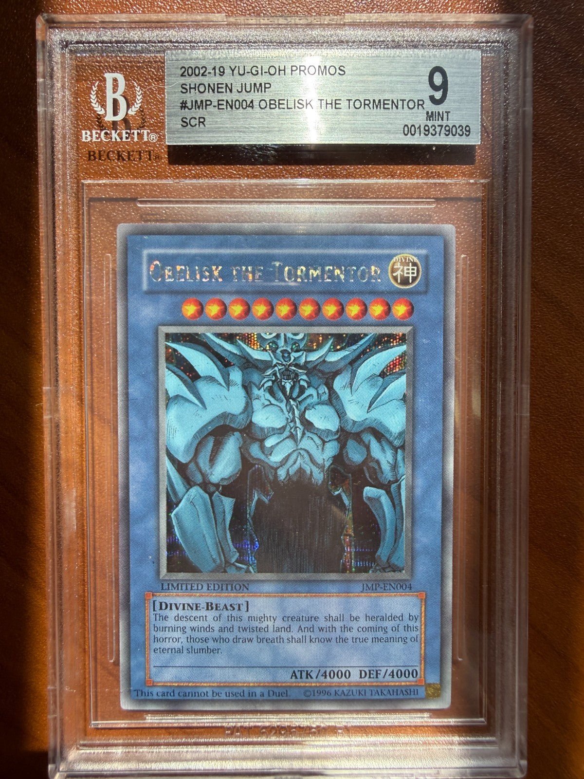 Obelisk The Tormentor GBI-002 Secret Rare Promo Yugioh BGS 9