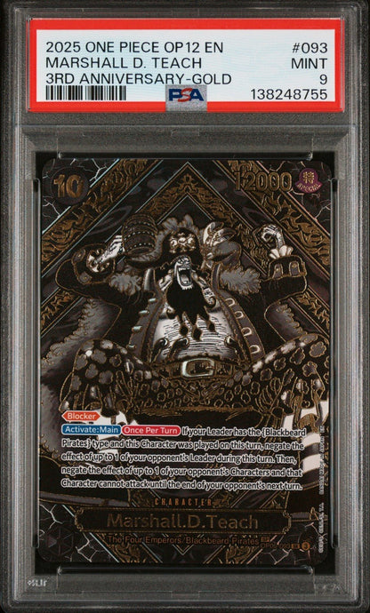 One Piece Marshall.D.Teach (SP) Gold OP09 - 093 Legacy of the Master PSA 9