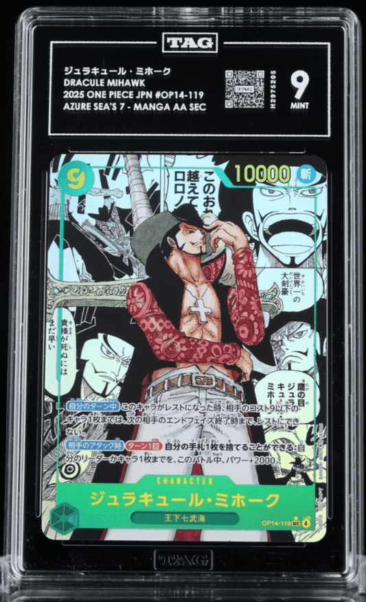 ONE PIECE Mihawk OP14-119 SEC Manga Alt Art Azure Sea Japanese TAG 9