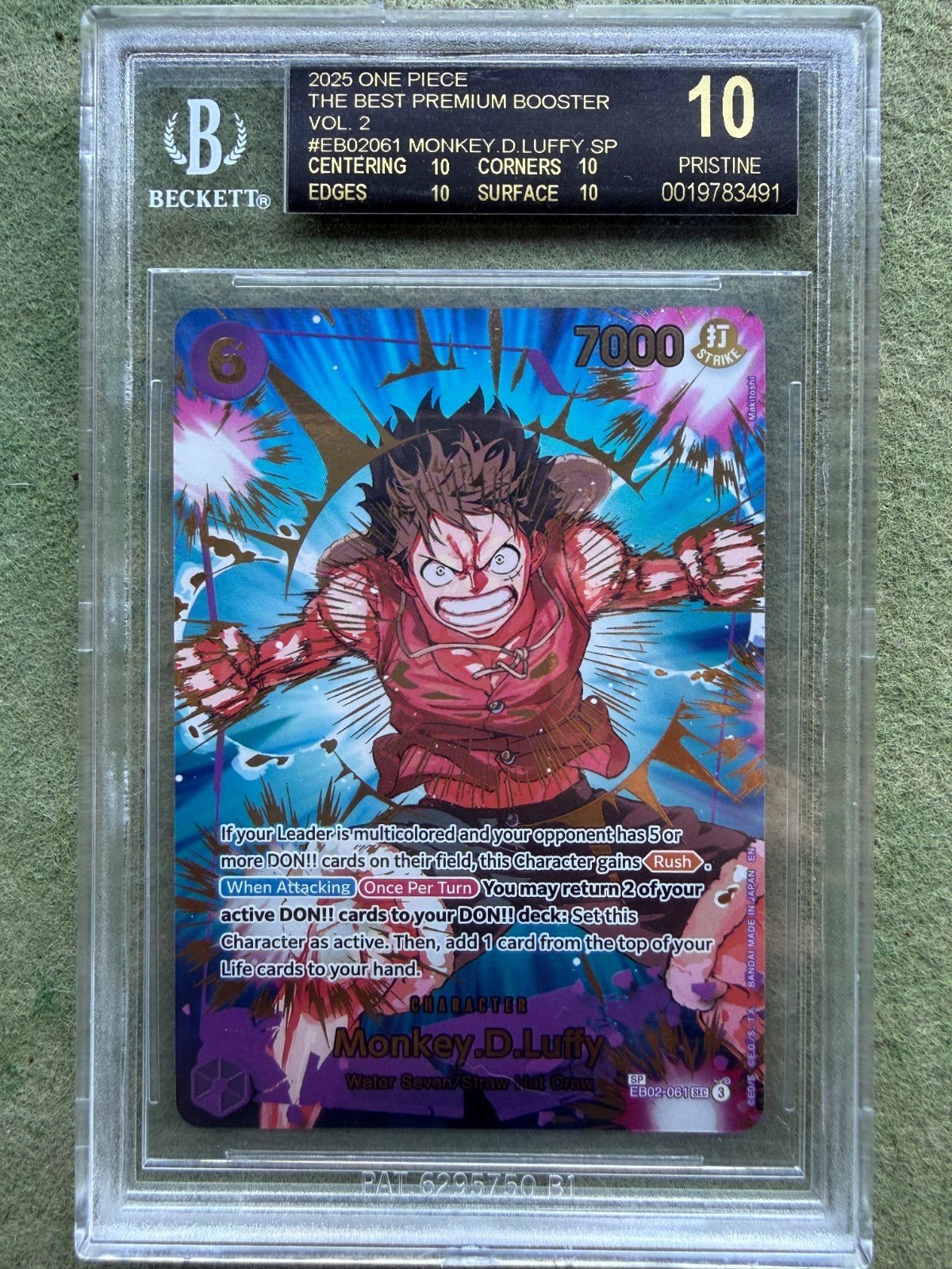 One Piece Monkey D. Luffy EB02 - 061 SEC PRB02 Premium BGS 10 Black Label POP 11