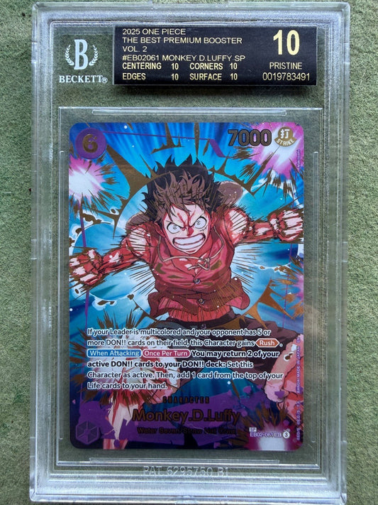 One Piece Monkey D. Luffy EB02 - 061 SEC PRB02 Premium BGS 10 Black Label POP 11