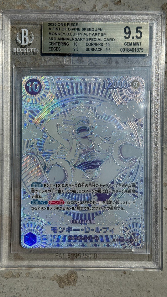 One Piece MONKEY D. LUFFY MANGA 3RD ANNIVERSARY - SILVER OP05 - 119 BGS 9.5 PSA 2