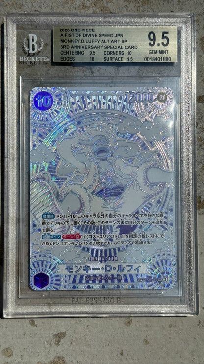 One Piece MONKEY D. LUFFY MANGA 3RD ANNIVERSARY - SILVER OP05 - 119 BGS 9.5 PSA