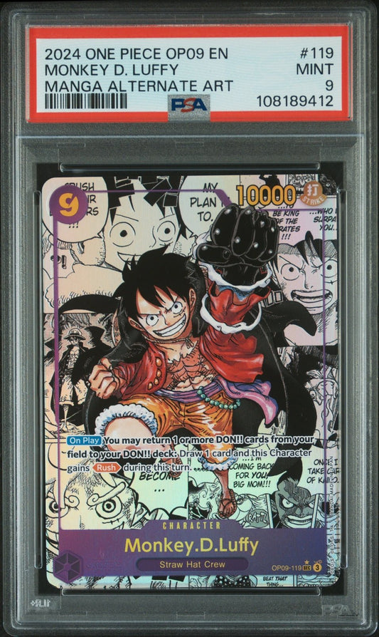 One Piece Monkey D Luffy Manga OP09 - 119 Emperors in the New World English PSA 9