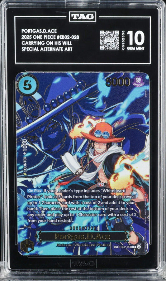 ONE PIECE PORTGAS D. ACE OP13 EB02-028 CARRYING ON HIS WILL FOIL TAG 10