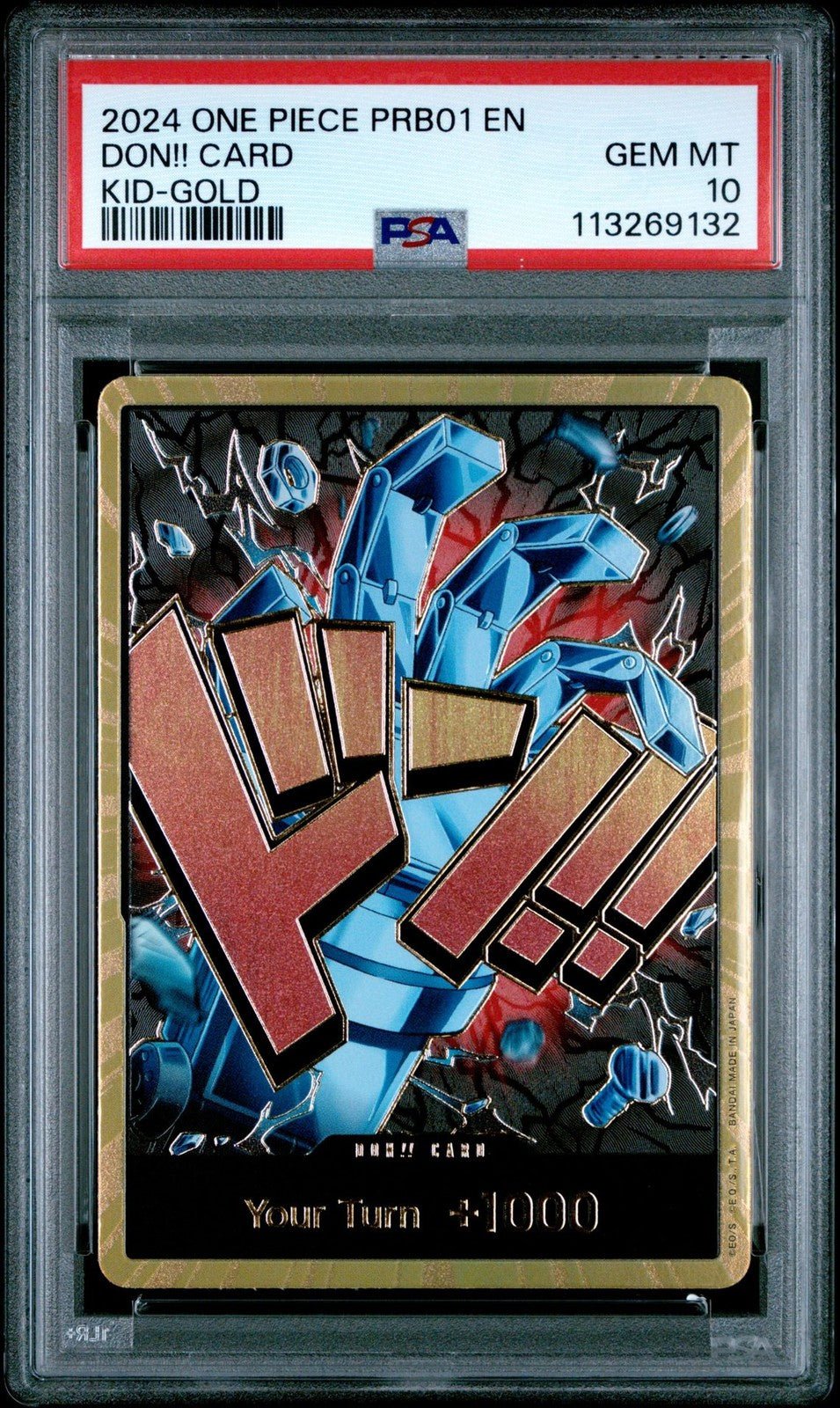 One Piece PRB - 01 Eustass "Captain" Kid Gold DON!! English PSA 10