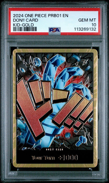 One Piece PRB - 01 Eustass "Captain" Kid Gold DON!! English PSA 10