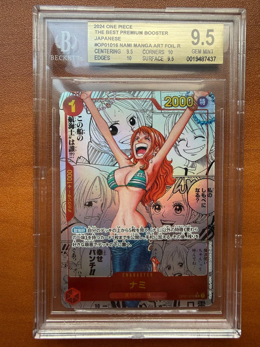 One Piece The Best Premium Booster Japanese Nami Manga Rare OP01 - 016 BGS 9.5 2