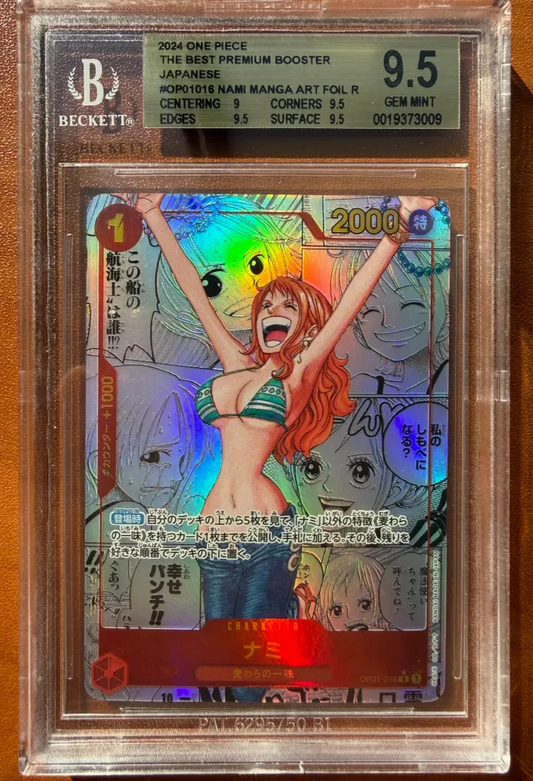 One Piece The Best Premium Booster Japanese Nami Manga Rare OP01 - 016 BGS 9.5