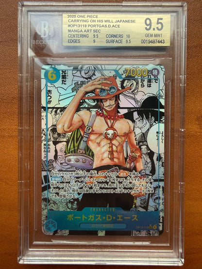OP - 13 119 Portgas. D Ace Manga One Piece Card Game Japanese BGS 9.5