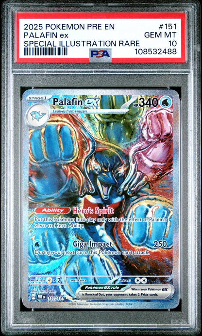 Palafin ex 151/131 SIR Pokemon 2025 Prismatic Evolutions PSA 10