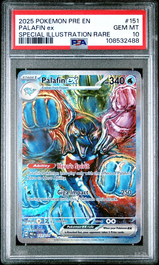 Palafin ex 151/131 SIR Pokemon 2025 Prismatic Evolutions PSA 10