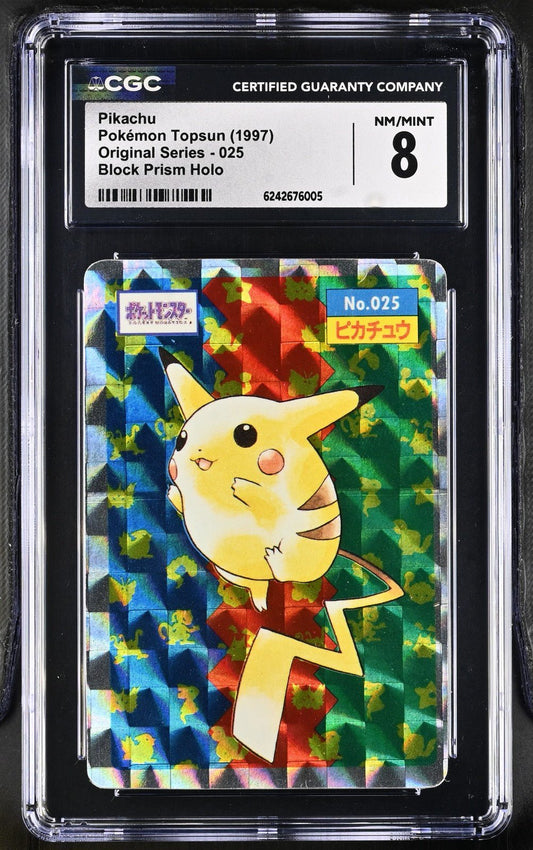 Pikachu 025 Block Prism Holo Original Series Pokemon Topsun CGC 8