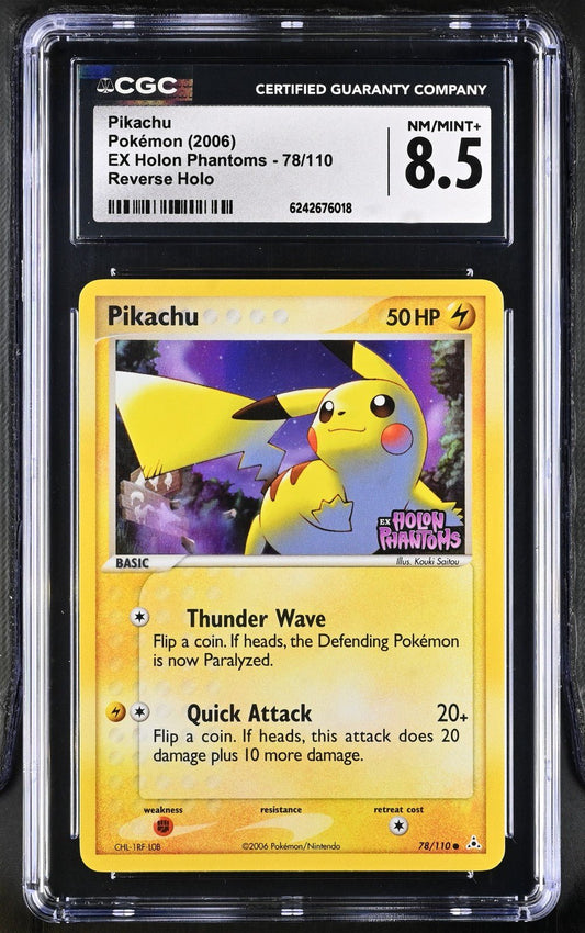 PIKACHU 78/110 REVERSE HOLO 2006 POKEMON EX HOLON PHANTOMS CGC 8.5