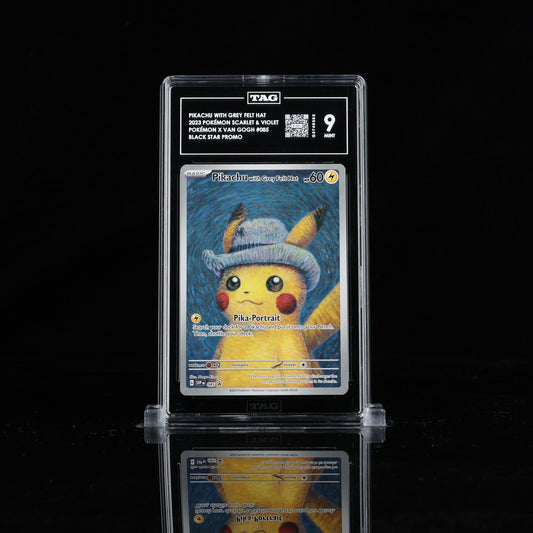 Pikachu with Grey Felt Hat 085 Pokemon Van Gogh Black Star Promo TAG 9 3