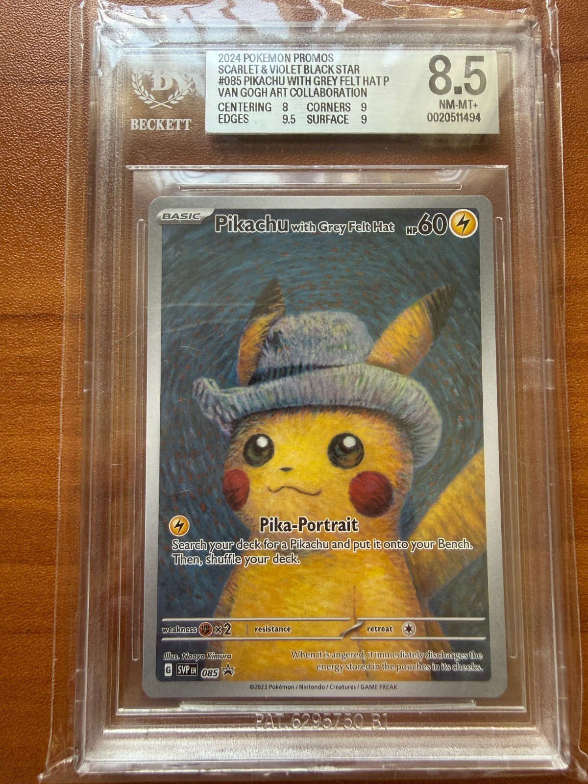 Pikachu with Grey Felt Hat 085 Van Gogh Museum Promo BGS 8.5 Pokemon