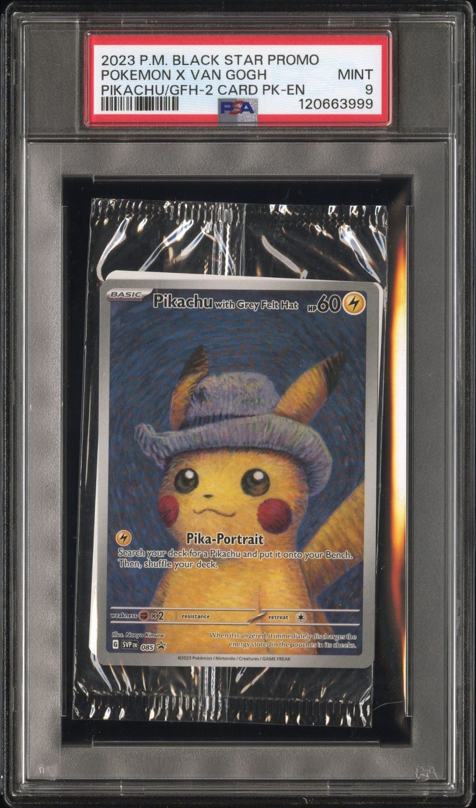 Pikachu with Grey Felt Hat Sealed Cello Pack Van Gogh Promo PSA 9 2