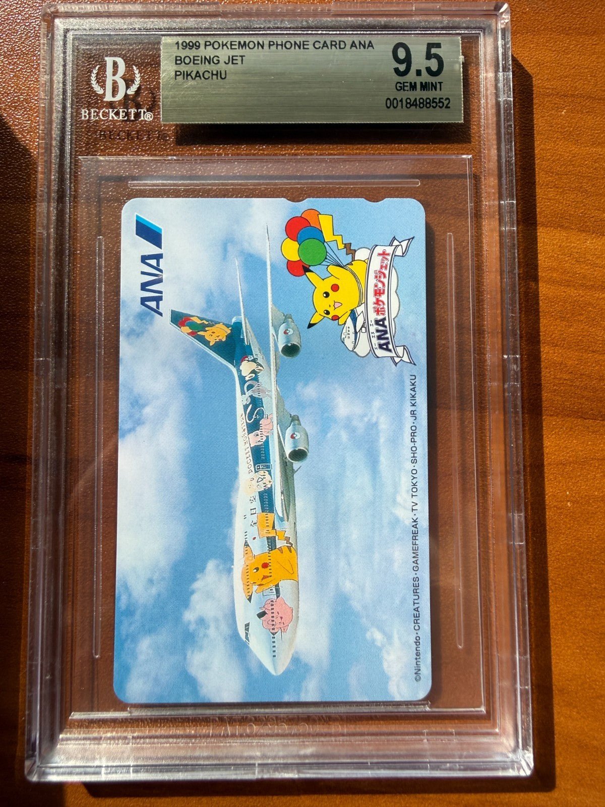 Pokemon 1999 Phone Card Ana Airlines BGS 9.5 Pikachu PSA