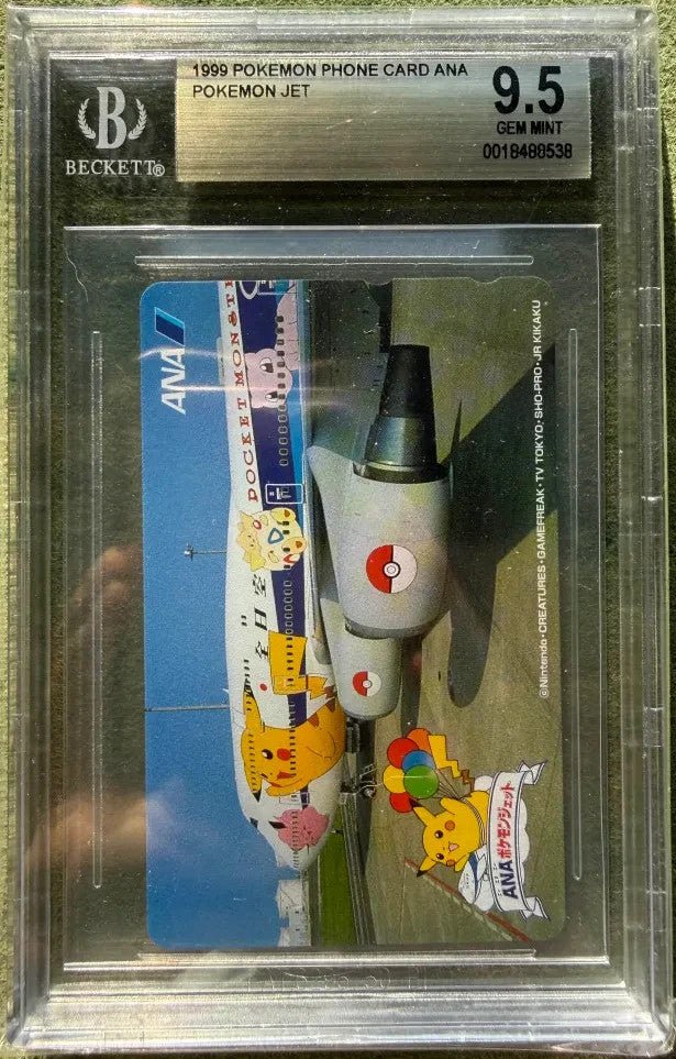 Pokemon 1999 Phone Card Ana Jet Pikachu Flying Togepi Mew BGS 9.5
