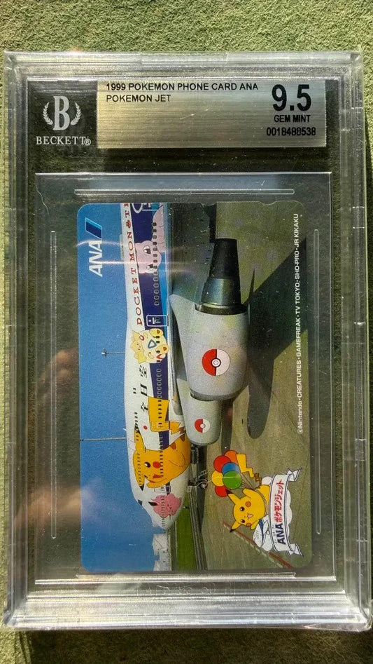 Pokemon 1999 Phone Card Ana Jet Pikachu Flying Togepi Mew BGS 9.5