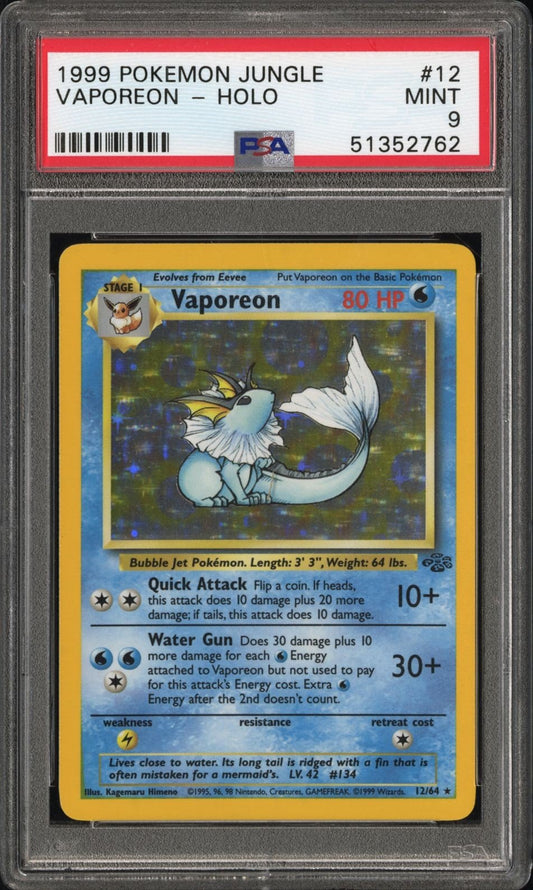 Pokemon 1999 POKEMON JUNGLE 12 VAPOREON - HOLO PSA 9