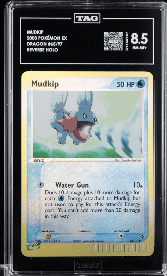 Pokemon 2003 Mudkip EX Dragon Reverse Holo 65 TAG 8.5