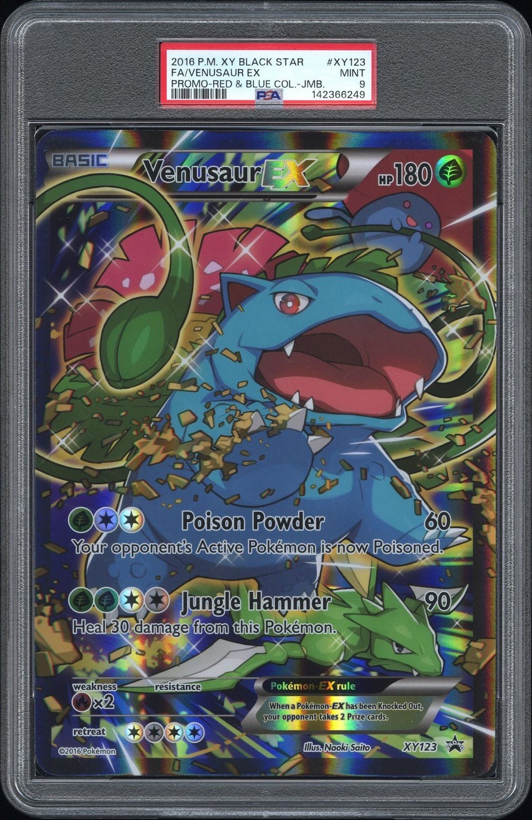 Pokemon 2016 Venusaur EX XY123 Full Art Promo XY Black Star PSA 9 - Jumbo POP 8