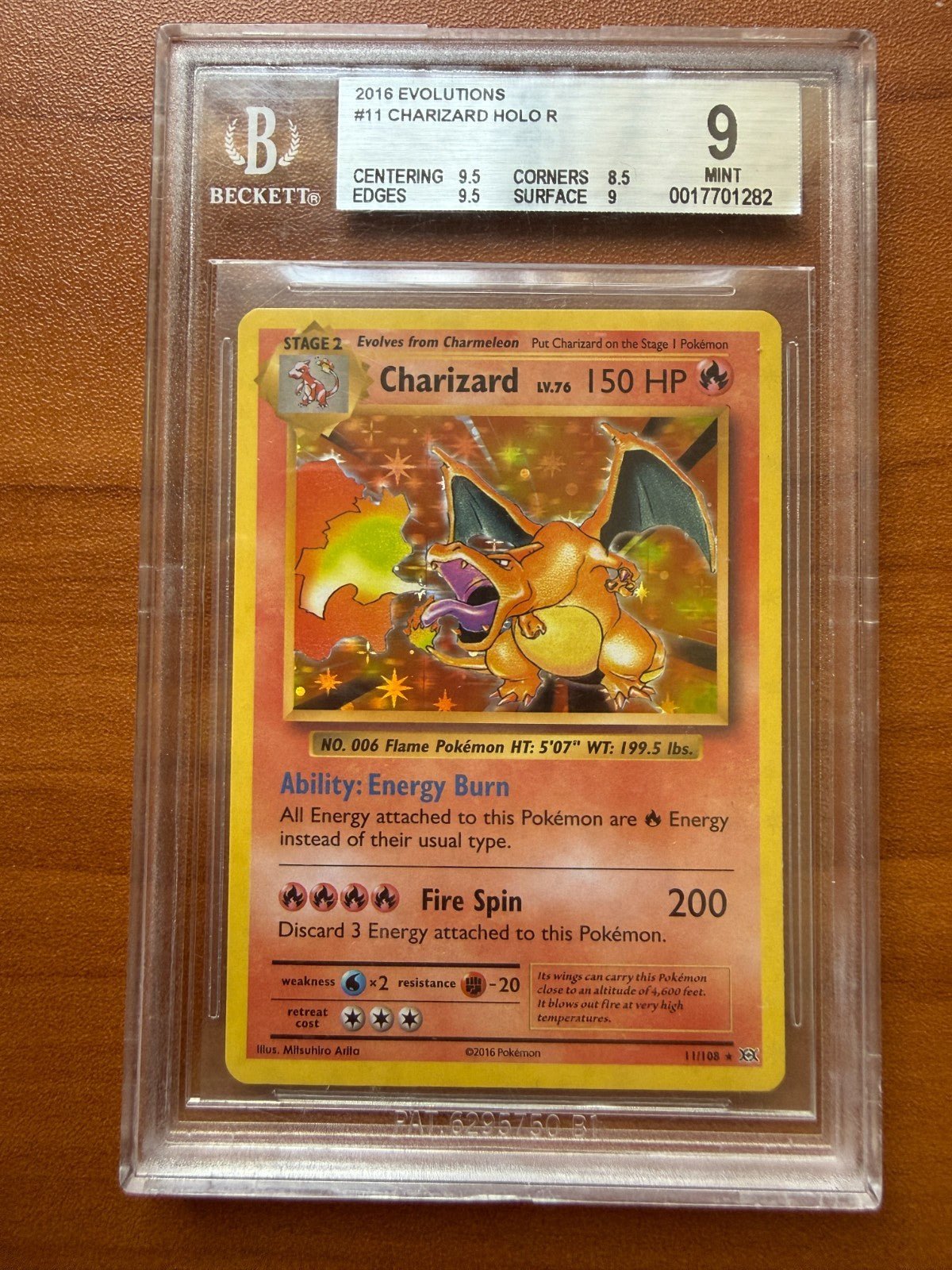 Pokemon 2016 XY Evolutions Charizard 11/108 Holo Rare English BGS 9