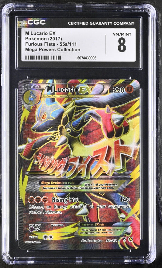 Pokemon 2017 Mega Powers Collection Full Art Mega M Lucario EX 55a/111 CGC 8
