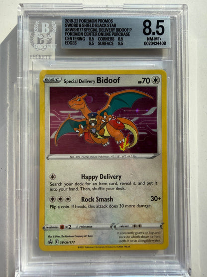 Pokemon 2021 Special Delivery Bidoof SWSH177 Holo SWSH Black Star Promos BGS 8.5