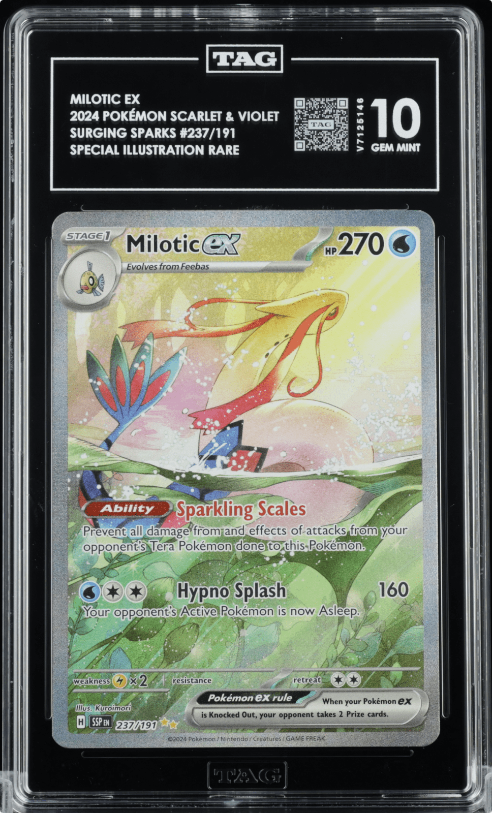 Pokemon 2024 Milotic ex TAG 10 SIR Holo 237/191 Sv08 Surging Sparks