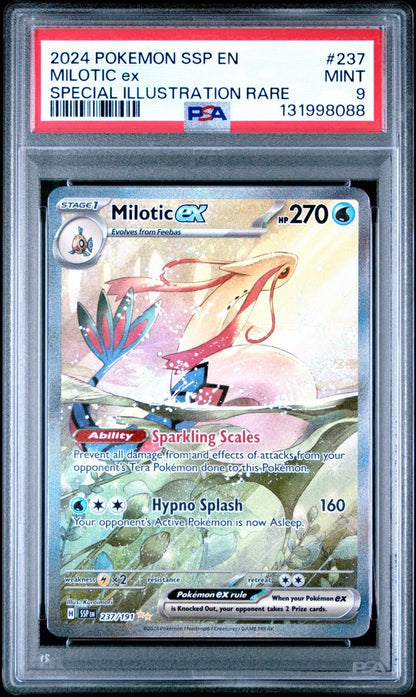 POKEMON 2024 Surging Sparks Milotic EX Special Illustration RARE 237 PSA 9