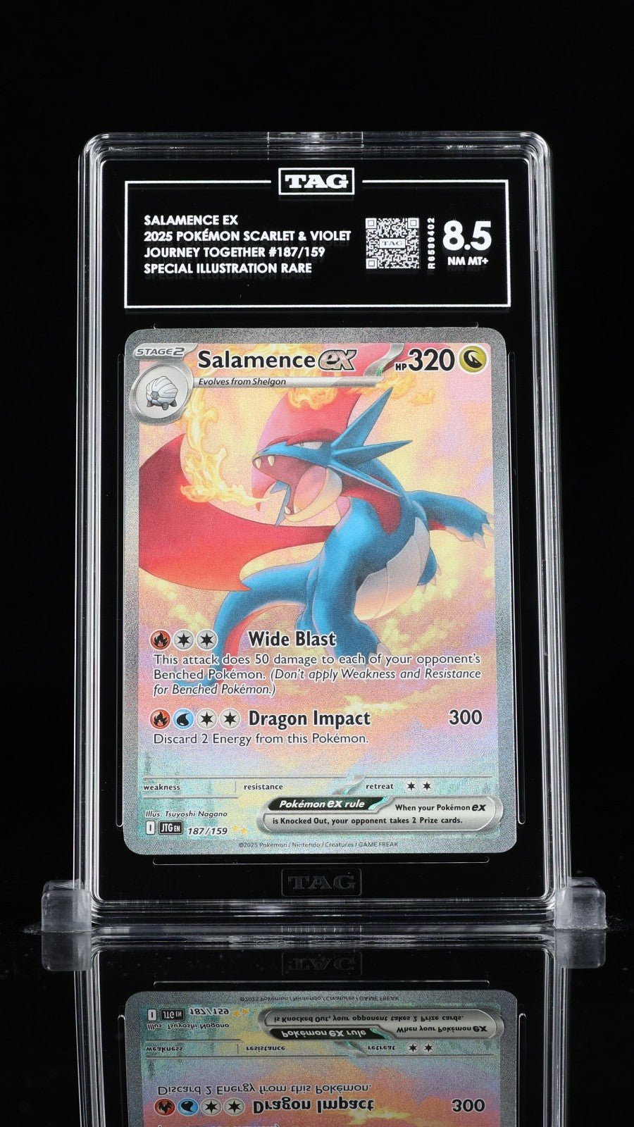 POKEMON 2025 Journey Together Special Illustration Rare SALAMANCE EX 187 TAG 8.5