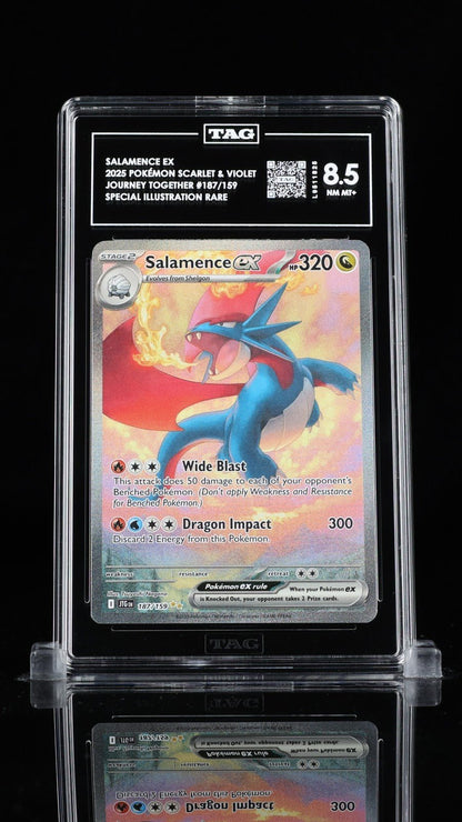 POKEMON 2025 Journey Together Special Illustration Rare SALAMANCE EX 187 TAG 8.5