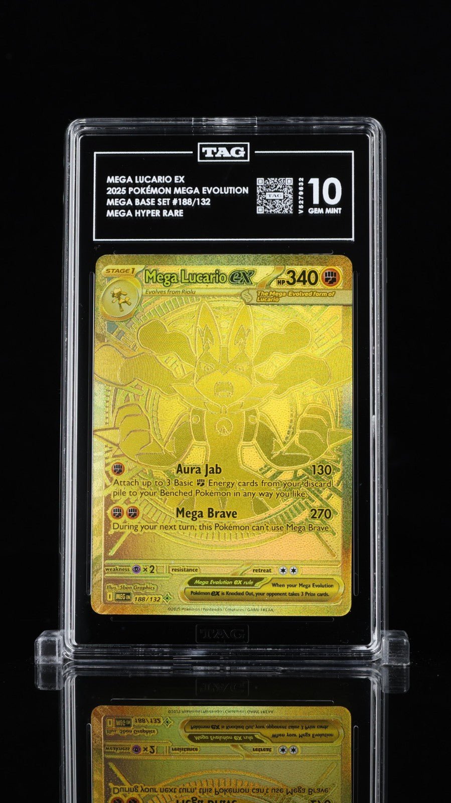 Pokemon 2025 Mega Lucario ex 188 Gold Hyper Rare Mega Evolution TAG 10 2