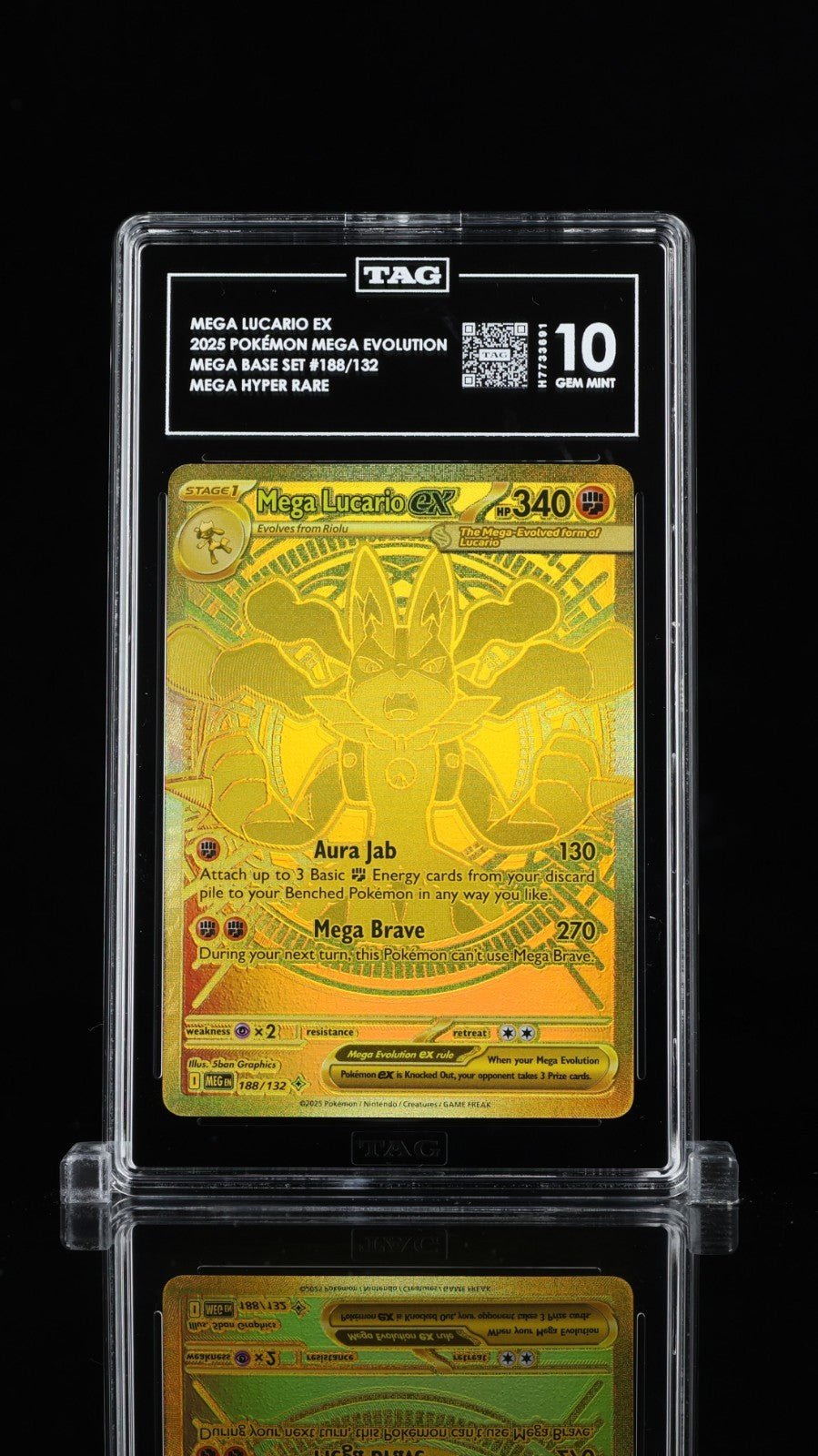 Pokemon 2025 Mega Lucario ex 188 Gold Hyper Rare Mega Evolution TAG 10