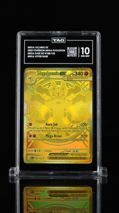 Pokemon 2025 Mega Lucario ex 188 Gold Hyper Rare Mega Evolution TAG 10