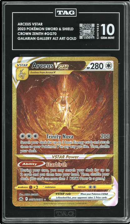 Pokemon Arceus VSTAR GG70 Crown Zenith Galarian Gallery Secret Holo TAG 10