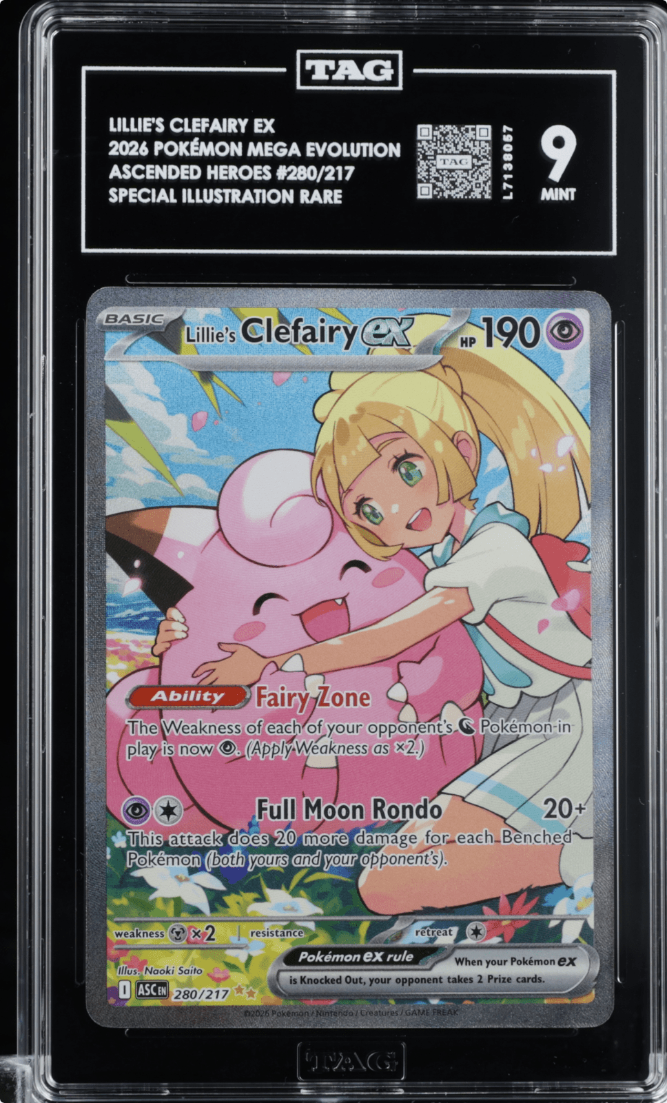 Pokemon Ascended Heroes Lillie's Clefairy 280/217 - TAG 9