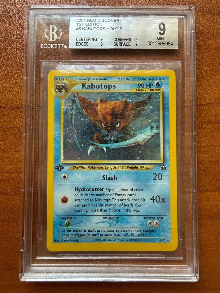 Pokemon BGS 9 Kabutops 6/75 1st Edition Neo Discovery Holo Rare