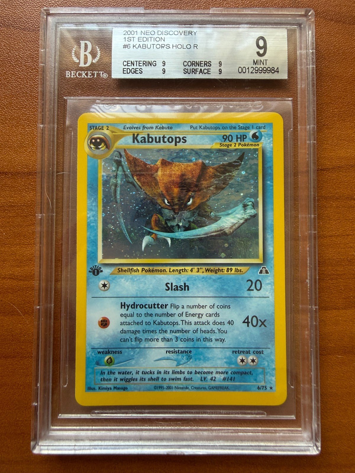 Pokemon BGS 9 Kabutops 6/75 1st Edition Neo Discovery Holo Rare